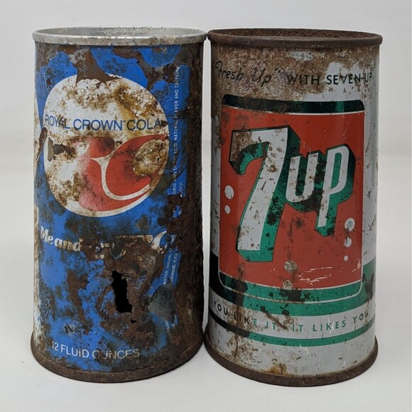 VTG Steel Soda Can Collection Coca Cola Diamond Coke Shasta RC 7up Distressed - Picture 7 of 16